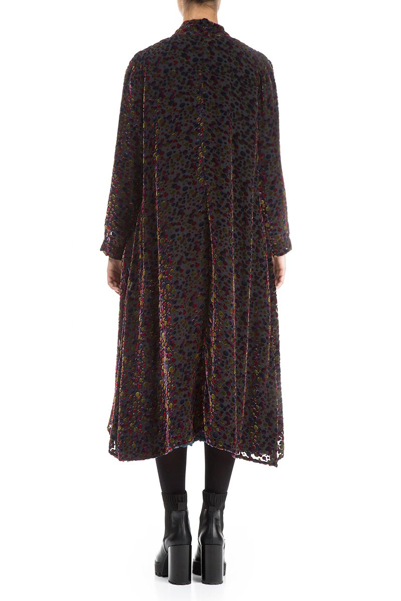 Festive Devoré Dot Open Silk Velvet Jacket