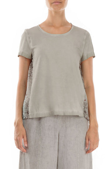 Flared Bubbly Back Washed Out Taupe Blouse