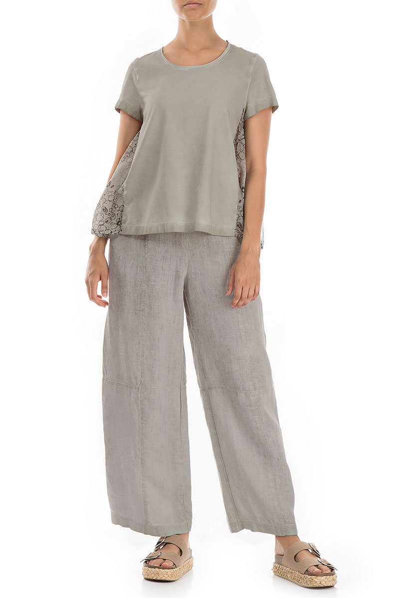 Flared Bubbly Back Washed Out Taupe Blouse