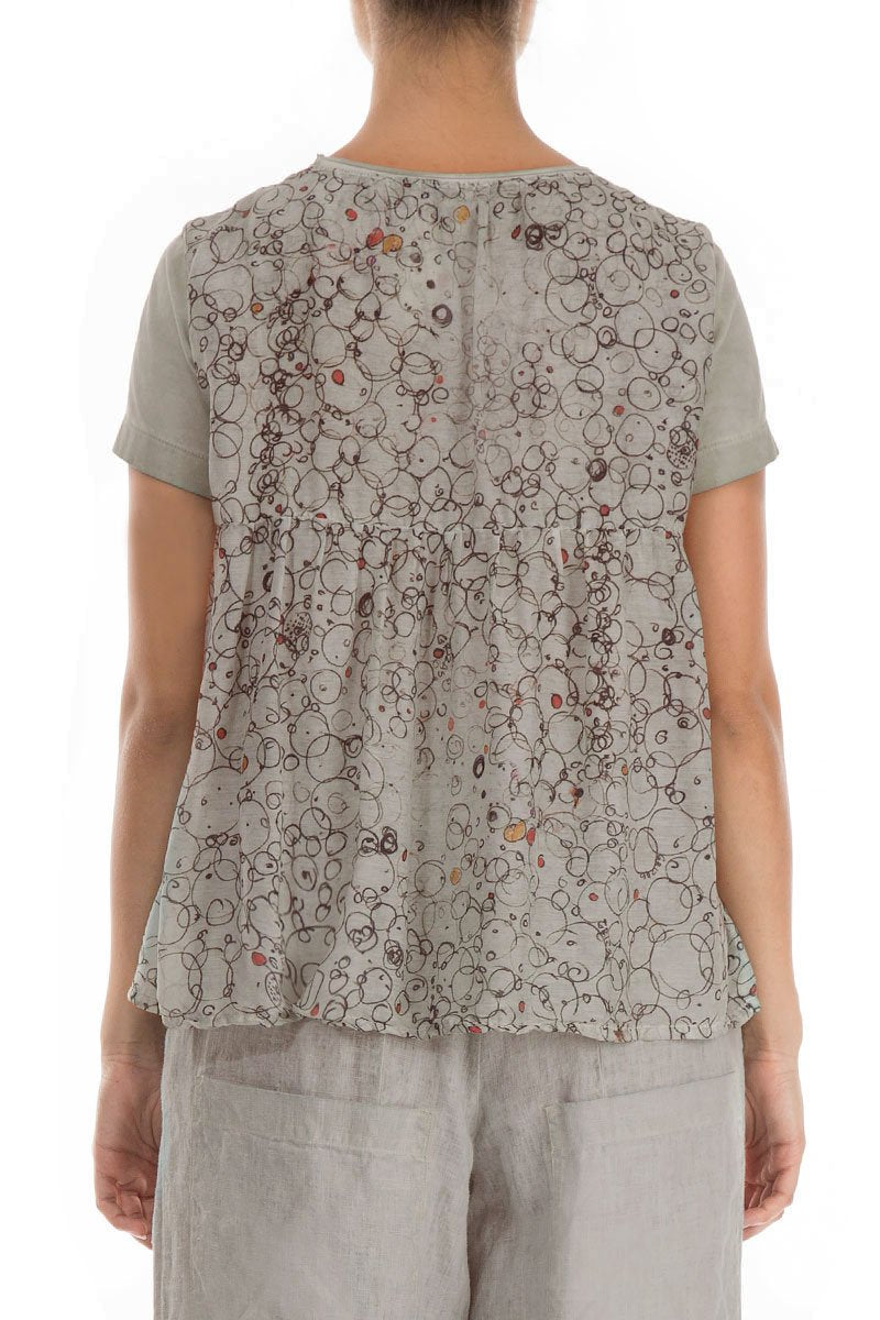 Flared Bubbly Back Washed Out Taupe Blouse