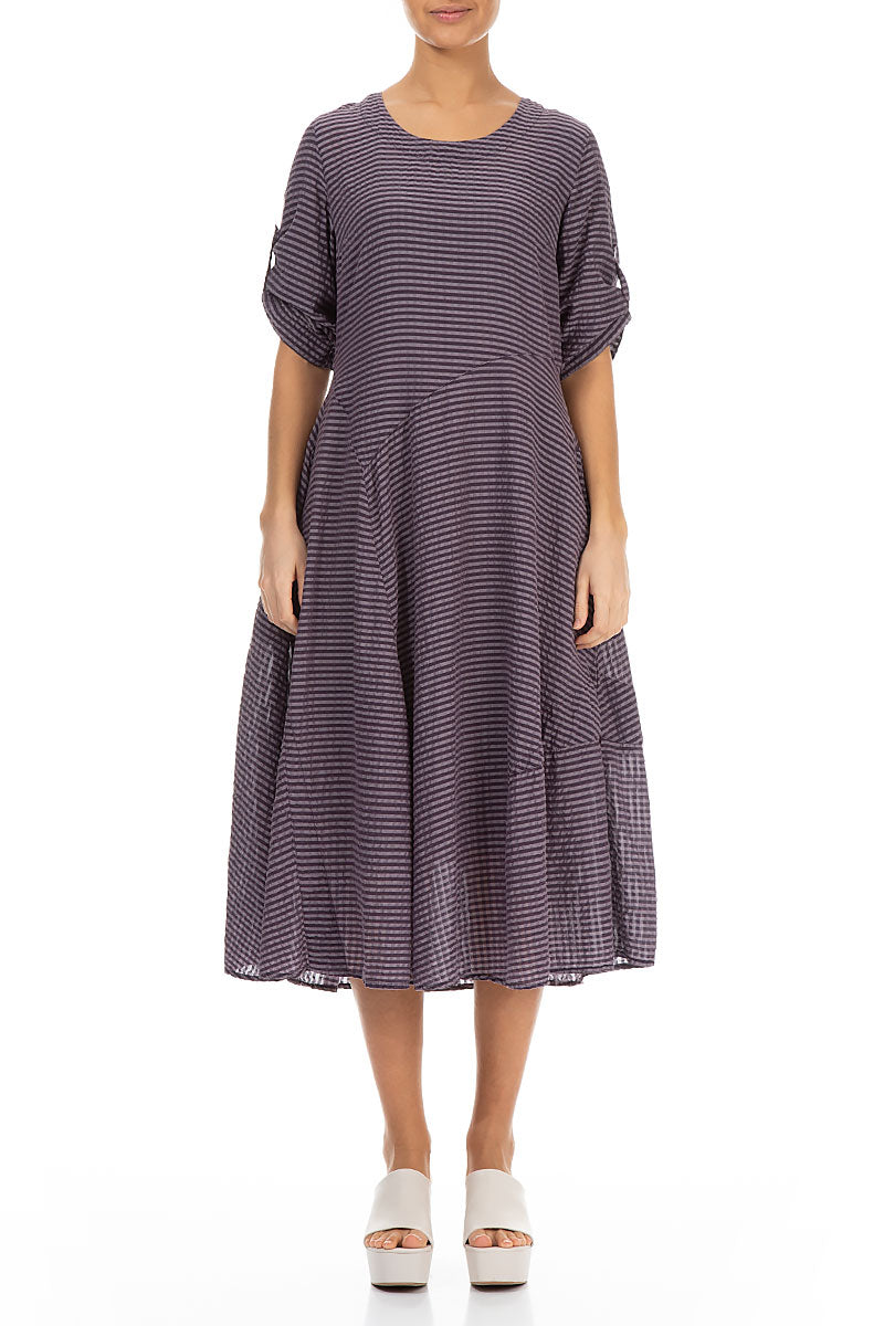 Flared Amethyst Textured Silk Dress