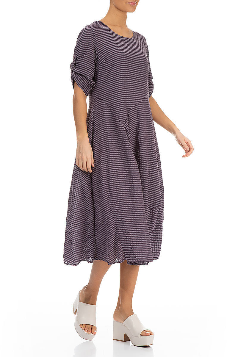 Flared Amethyst Textured Silk Dress