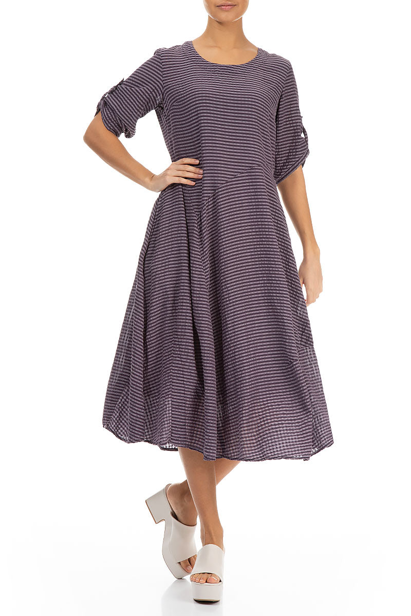 Flared Amethyst Textured Silk Dress