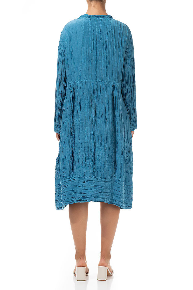 Flared Crinkled Turquoise Silk Jacket