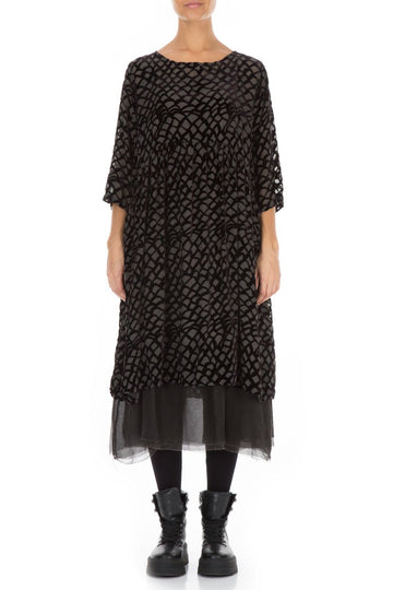 Flared Devoré Ash Velvet Dress