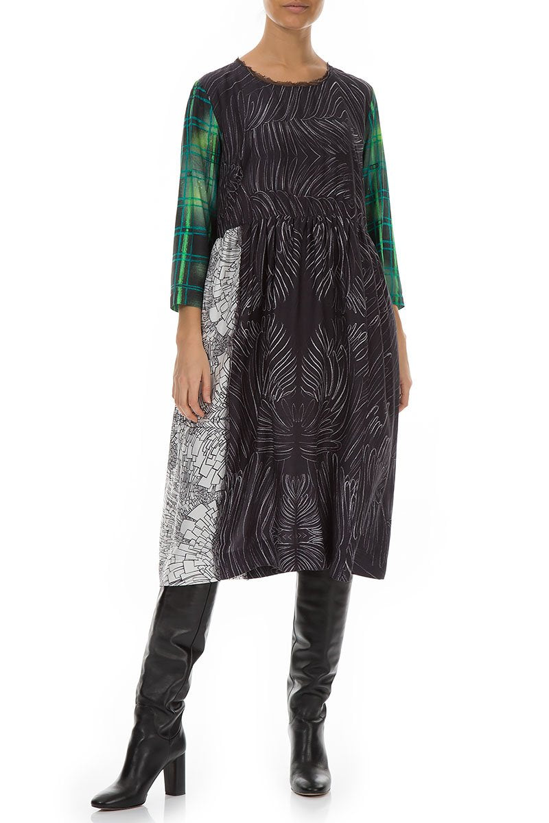 Flared Printed Silk Bamboo Dress