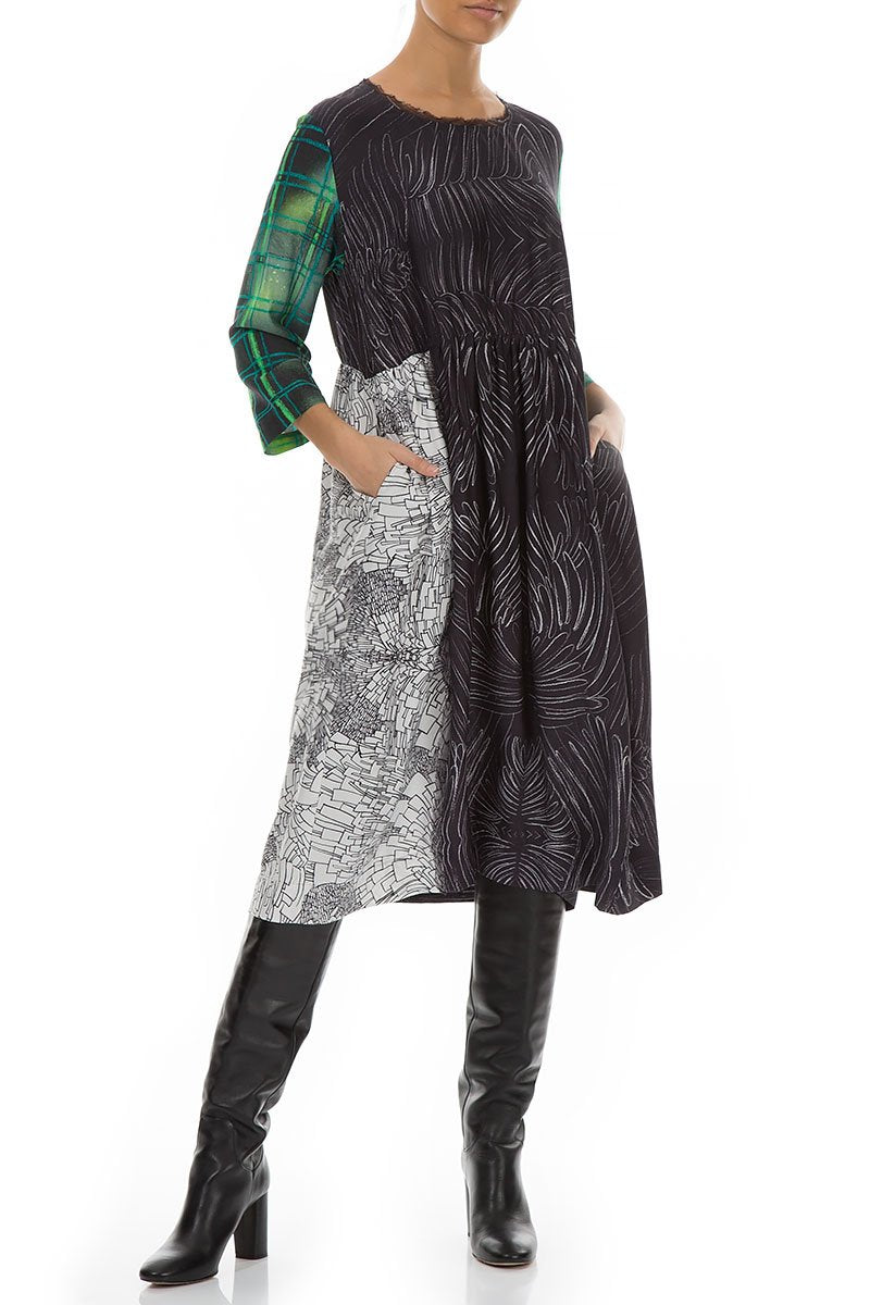 Flared Printed Silk Bamboo Dress