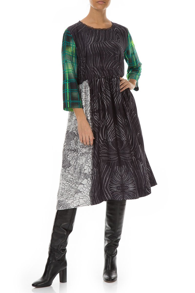 Flared Printed Silk Bamboo Dress