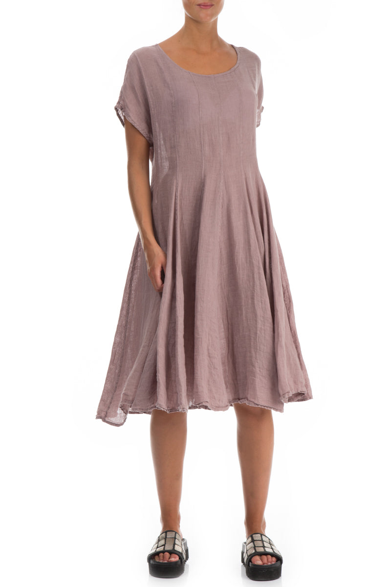 Flowy Cappuccino Linen Midi Dress