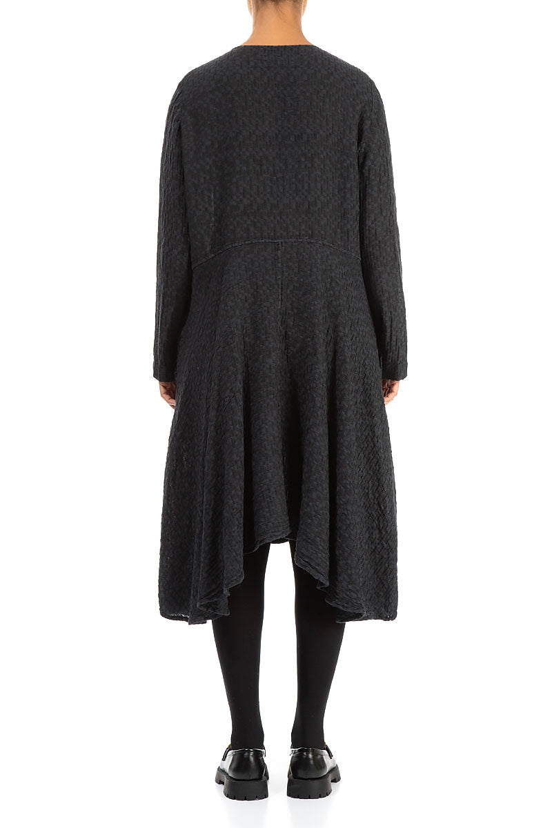 Flared Textured Grey Linen Jacket