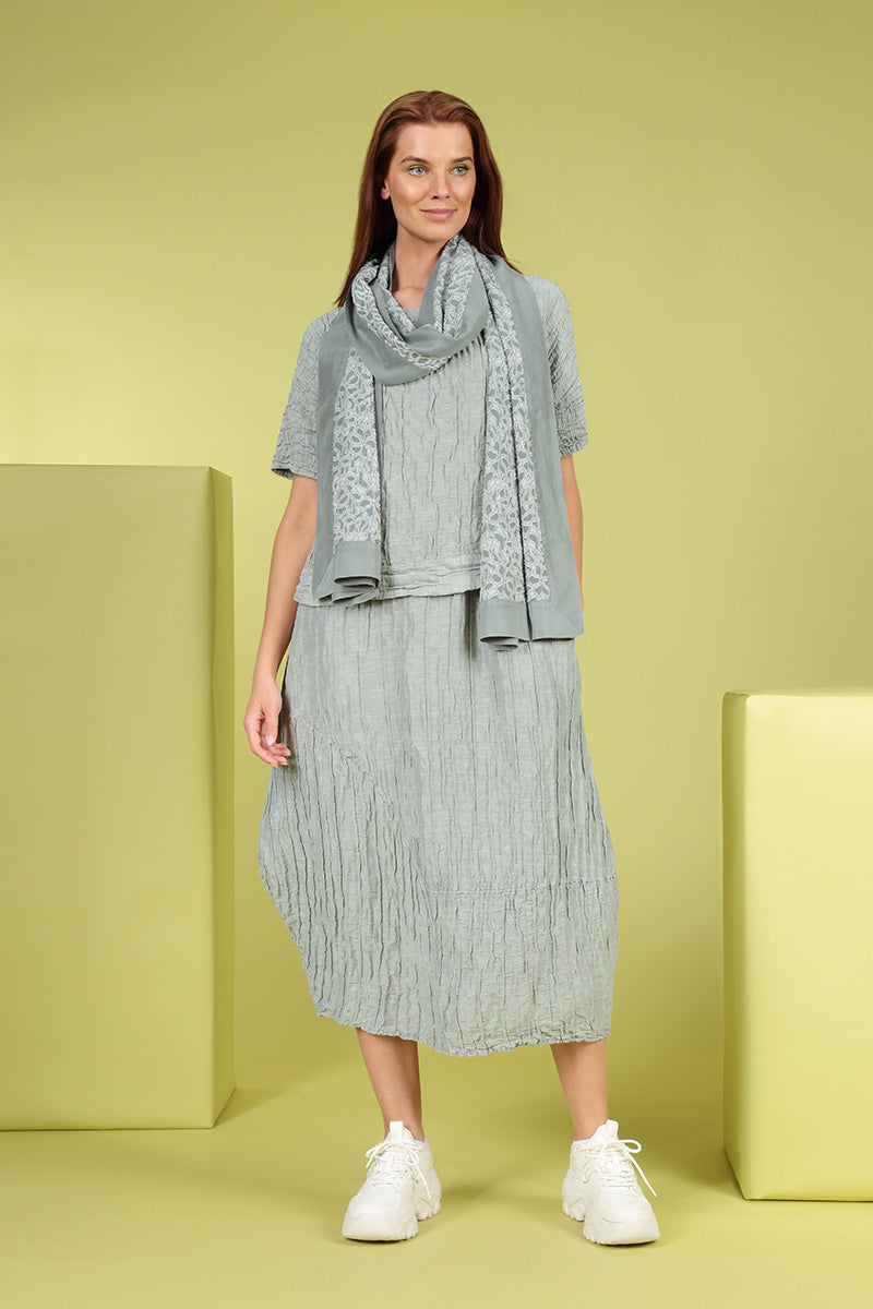 Floral Sage Silk Chiffon Scarf