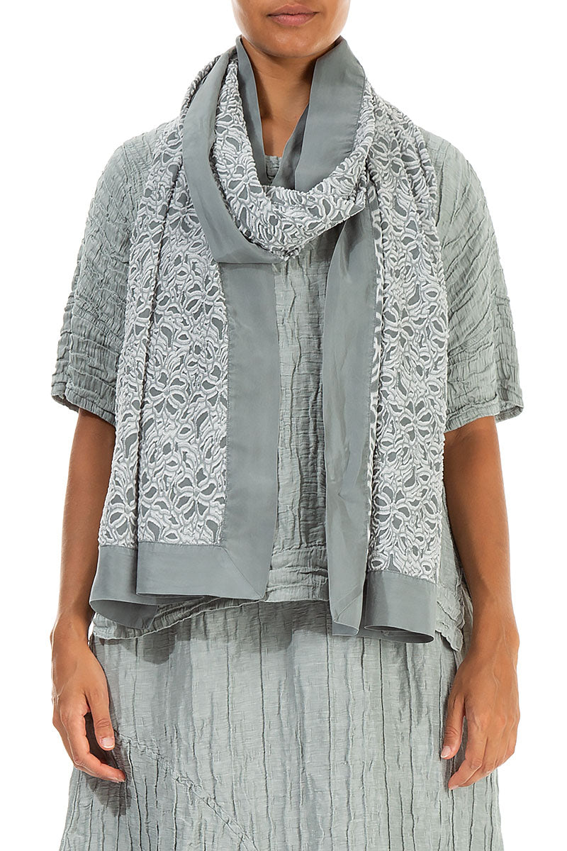 Floral Sage Silk Chiffon Scarf