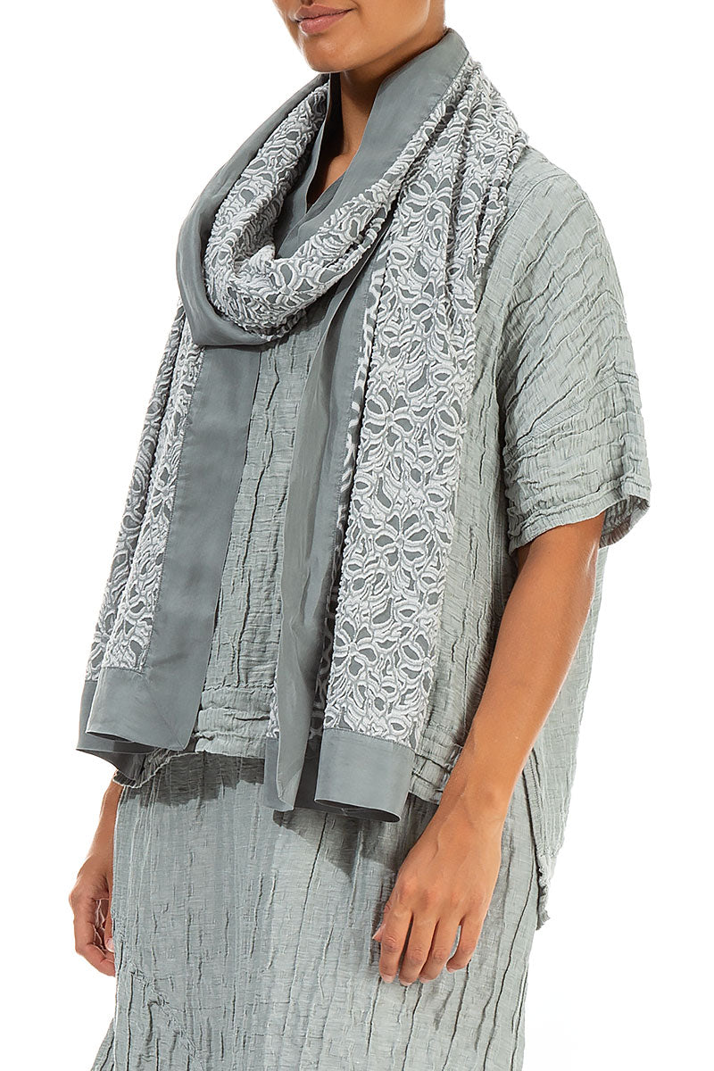 Floral Sage Silk Chiffon Scarf