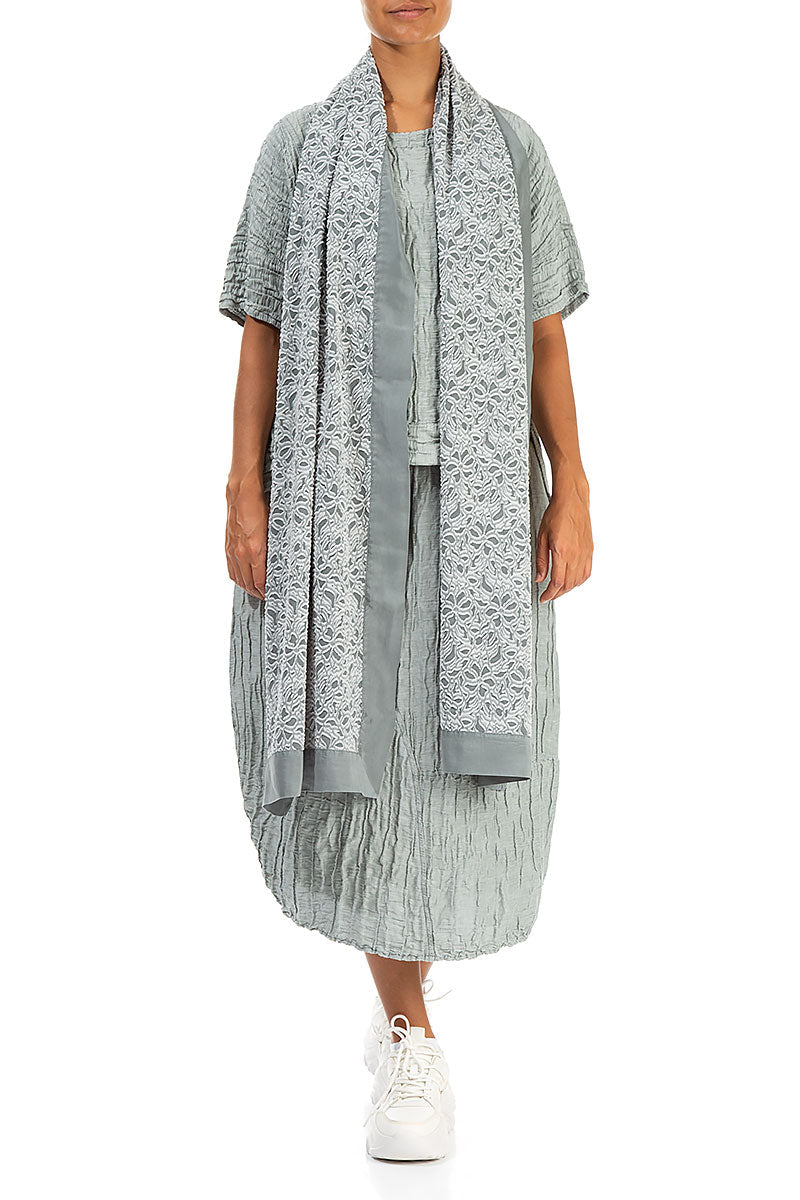 Floral Sage Silk Chiffon Scarf