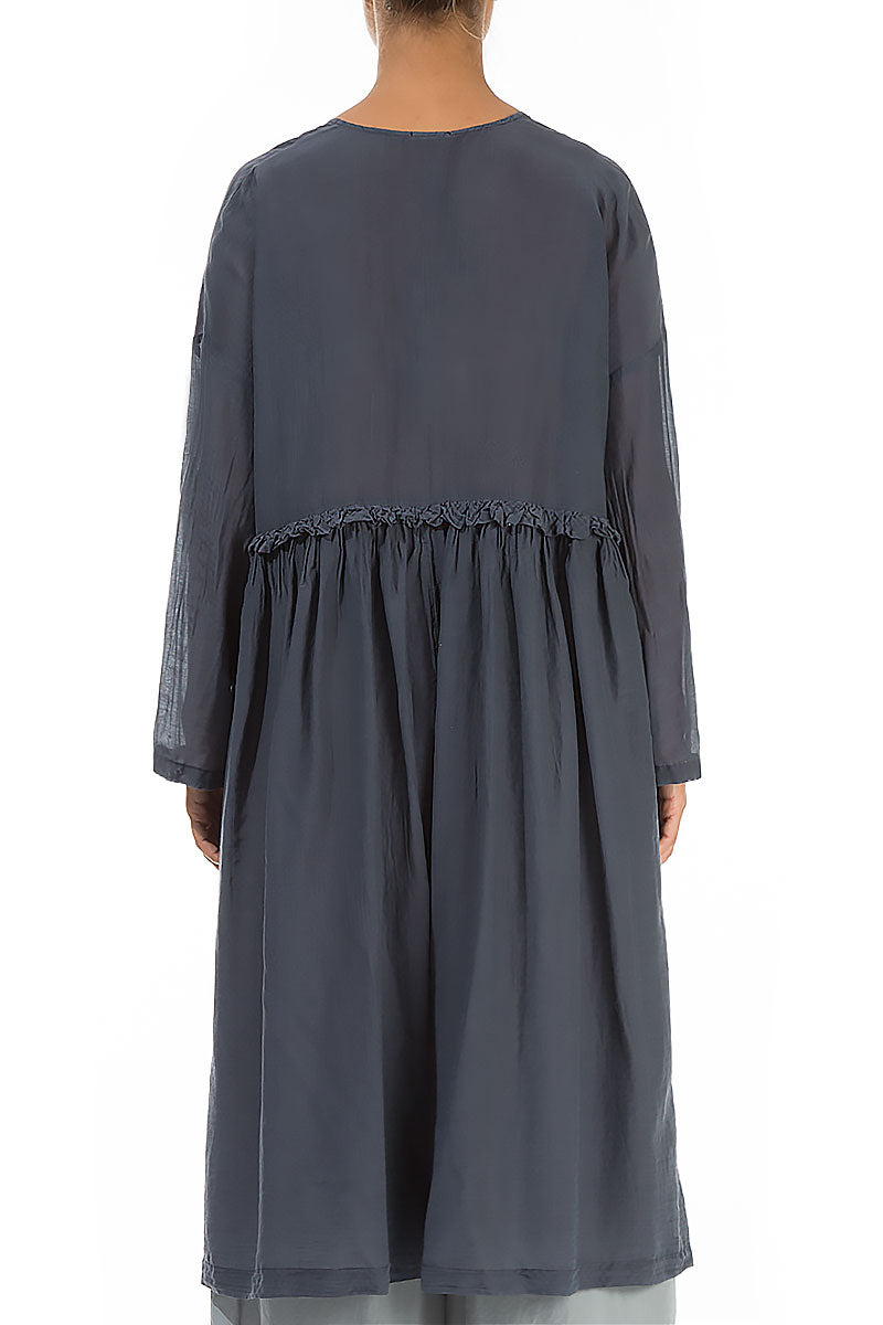 Flowy Buttoned Graphite Silk Cotton Jacket