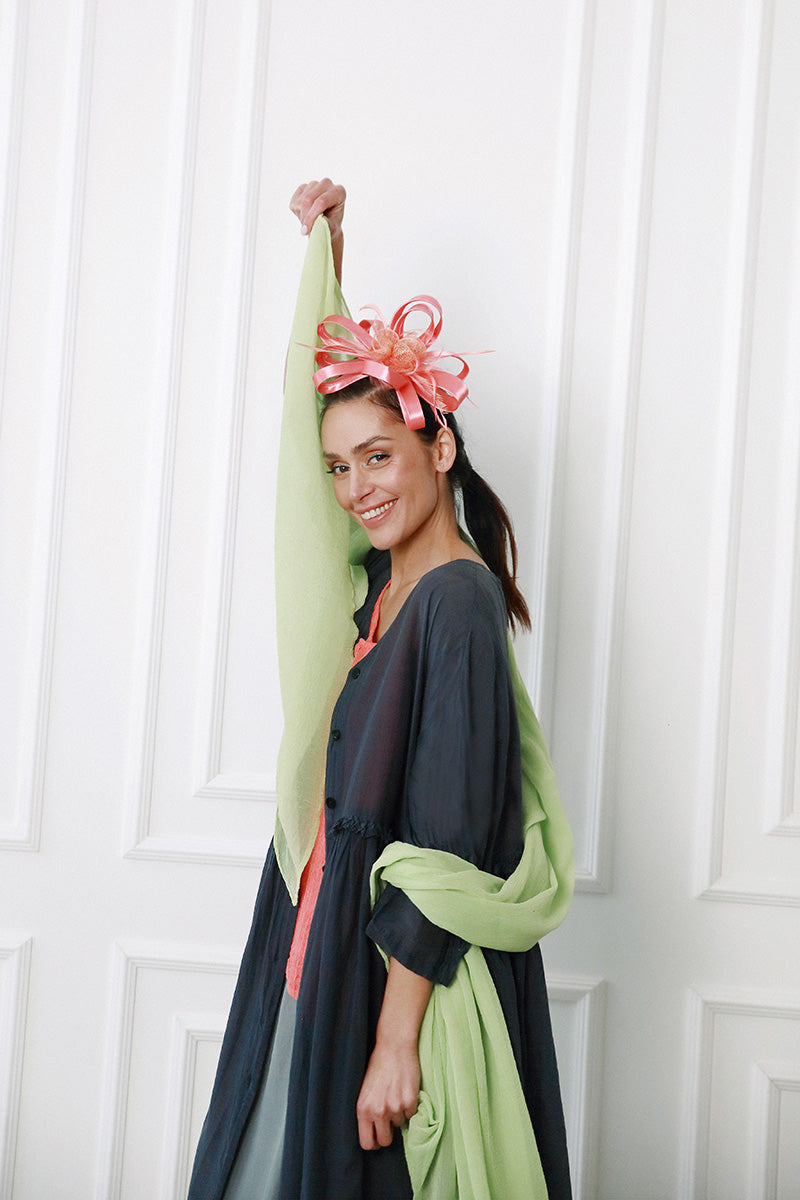 Flowy Buttoned Graphite Silk Cotton Jacket