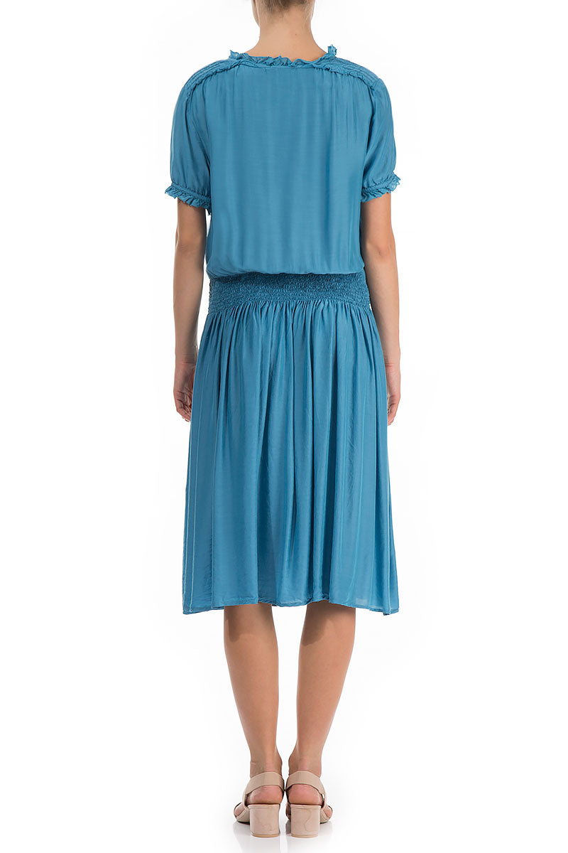 Flowy Ocean Blue Silk Bamboo Dress