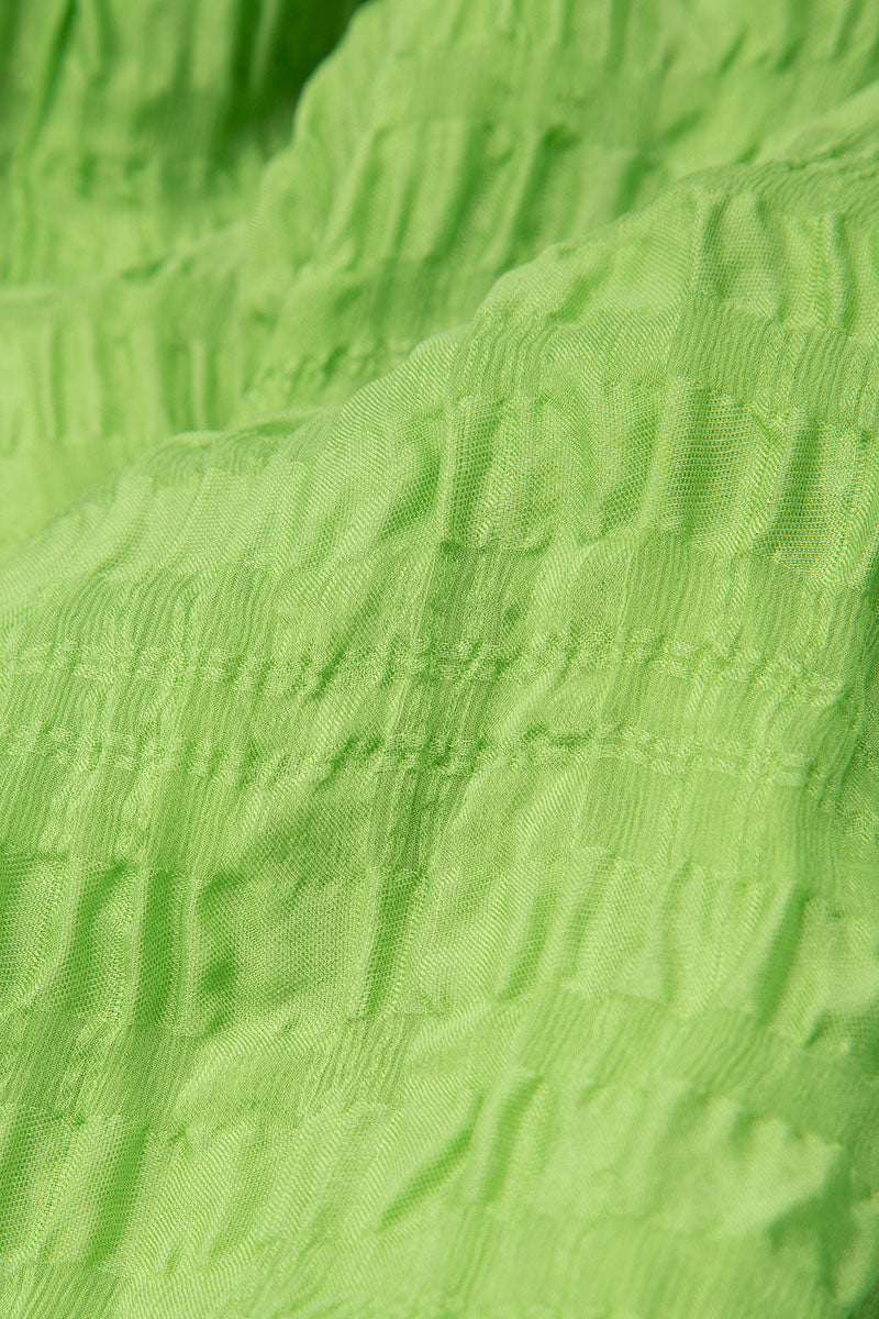 Flowy Tie Up Spring Green Textured Silk Dress