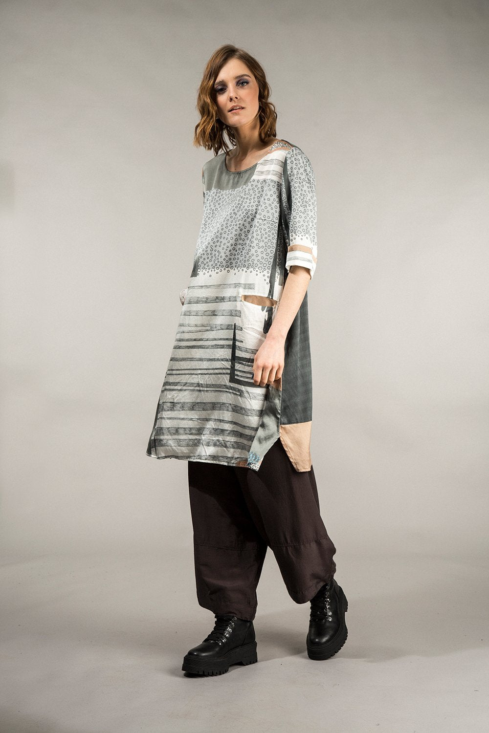 Light Modern Print Silk Tunic