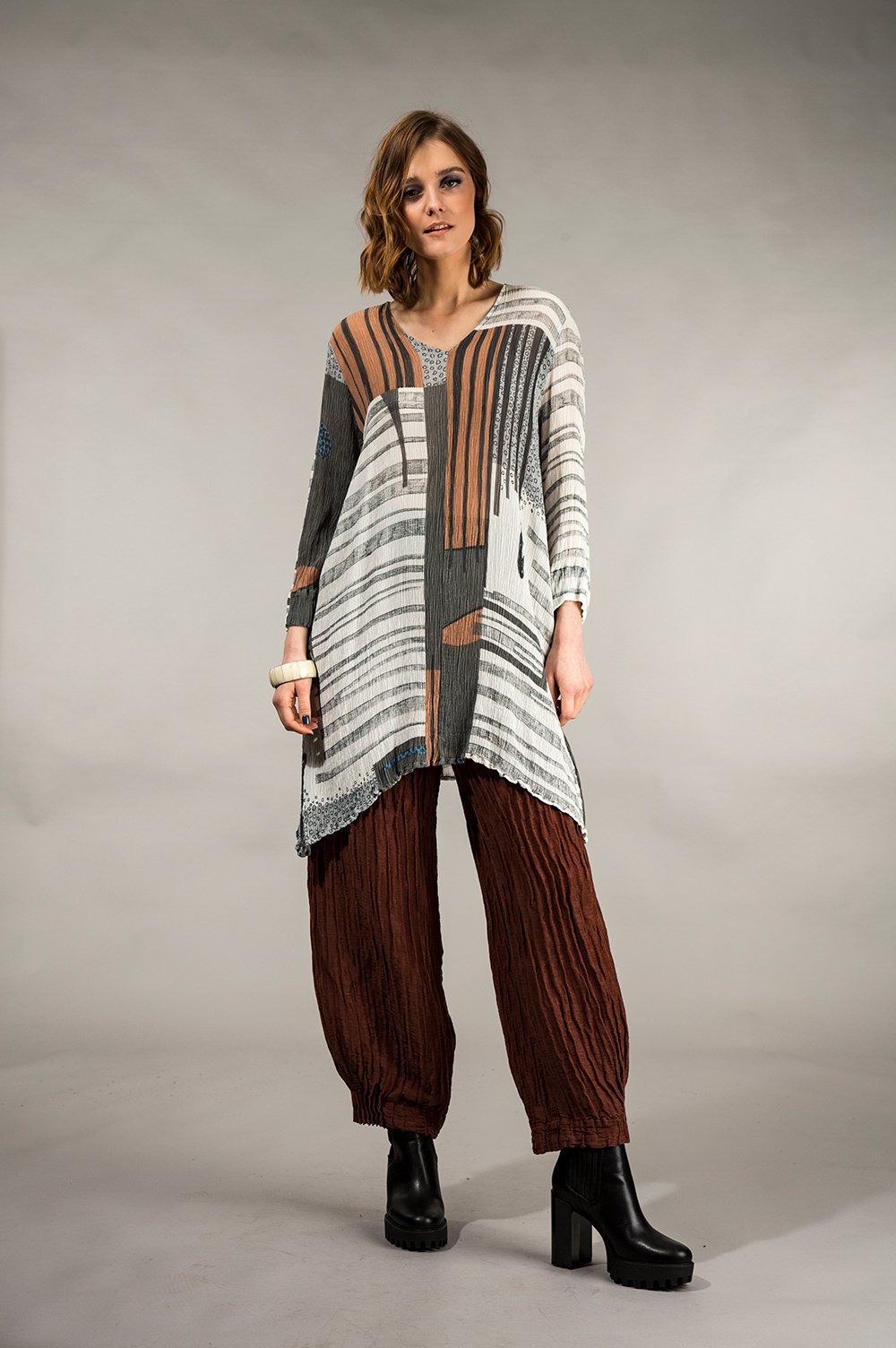Subtle Modern Print Silk Viscose Tunic