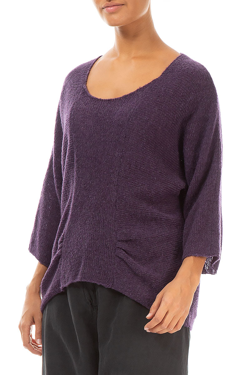 Gather Front Purple Wool Sweater
