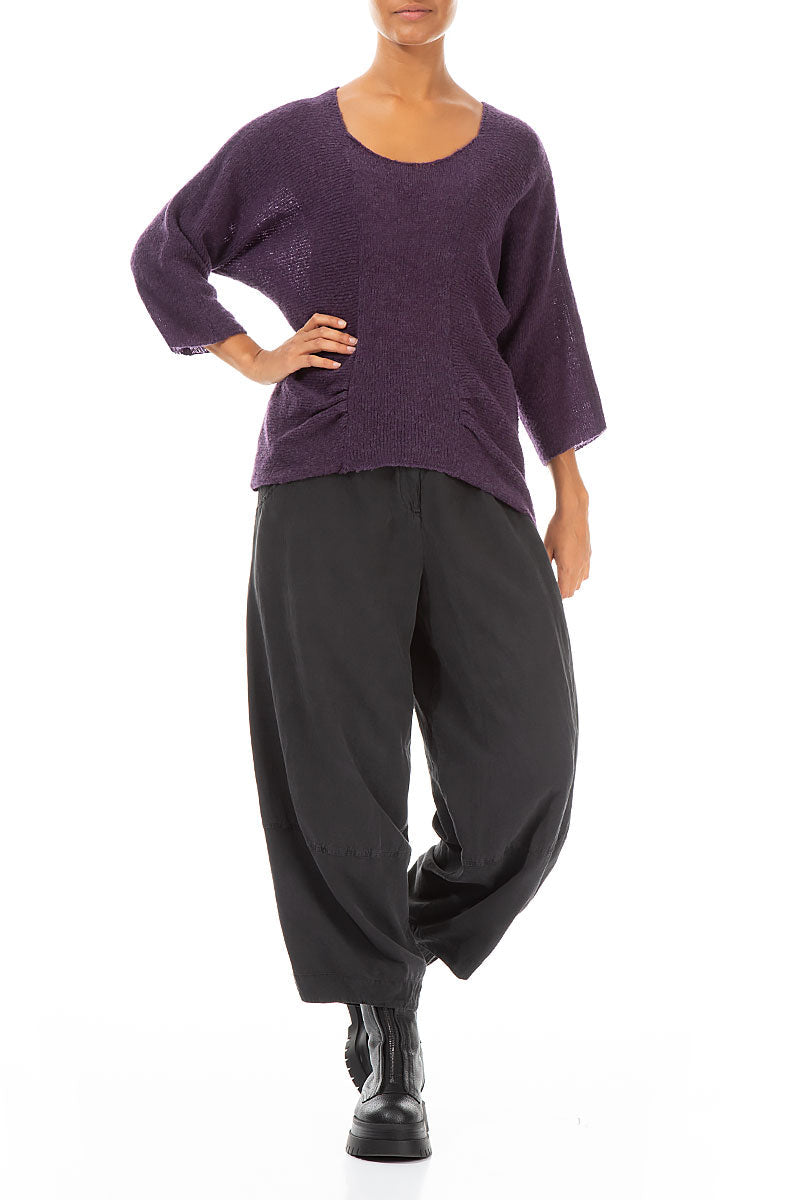 Gather Front Purple Wool Sweater