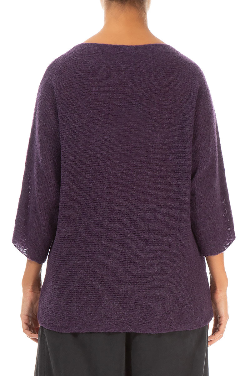 Gather Front Purple Wool Sweater