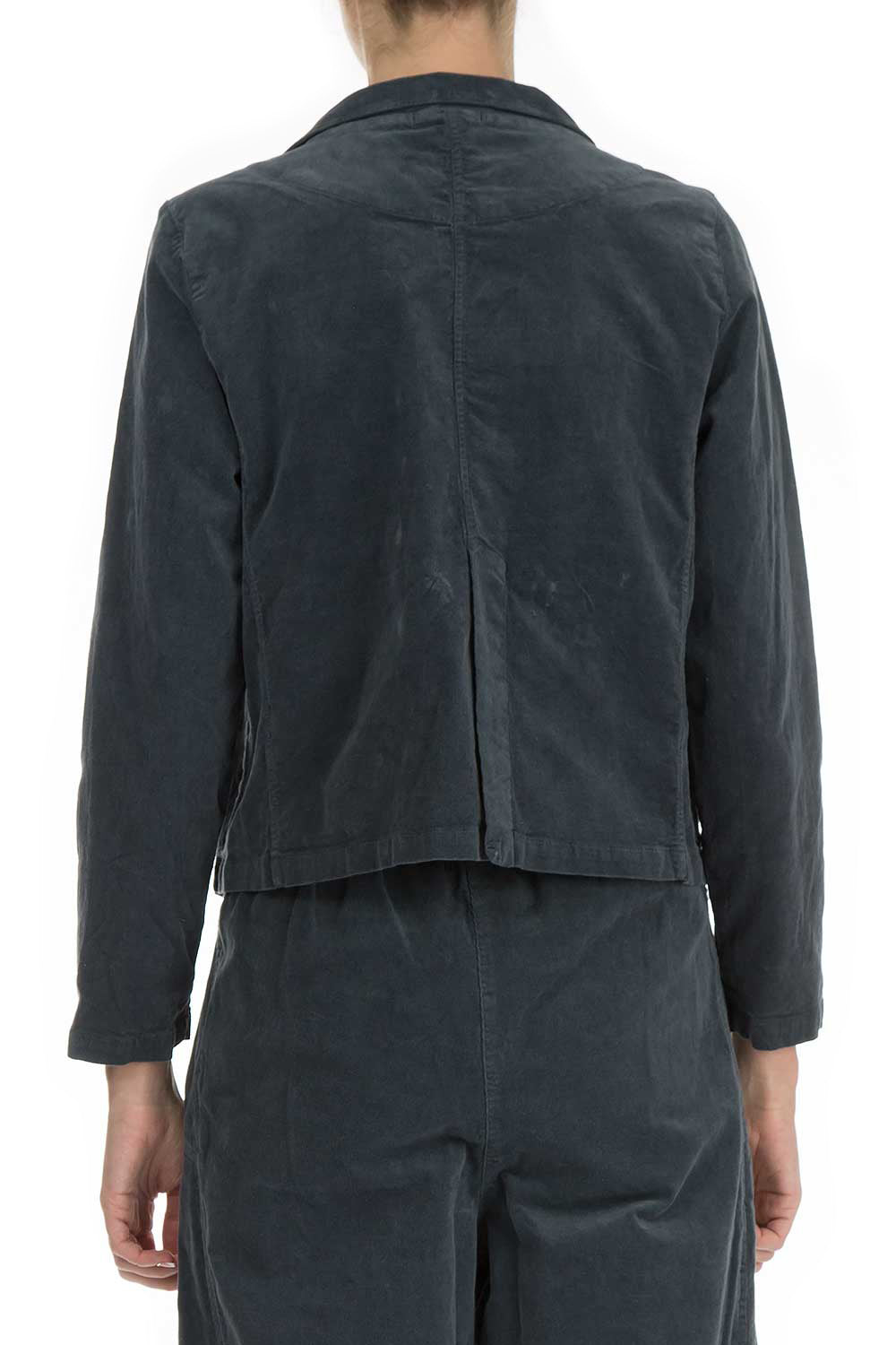 Grey Cotton Velvet Blazer Jacket