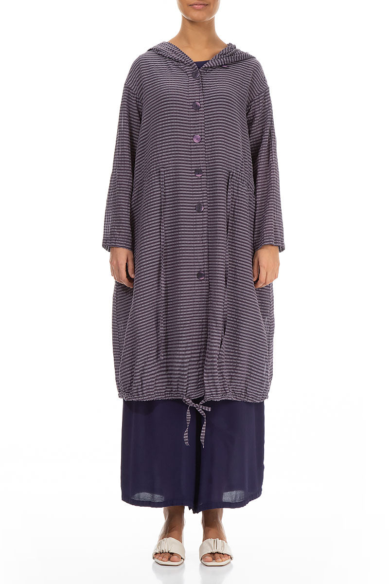 Hooded Amethyst Textured Silk Jacket