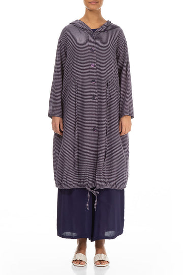 Hooded Amethyst Textured Silk Jacket