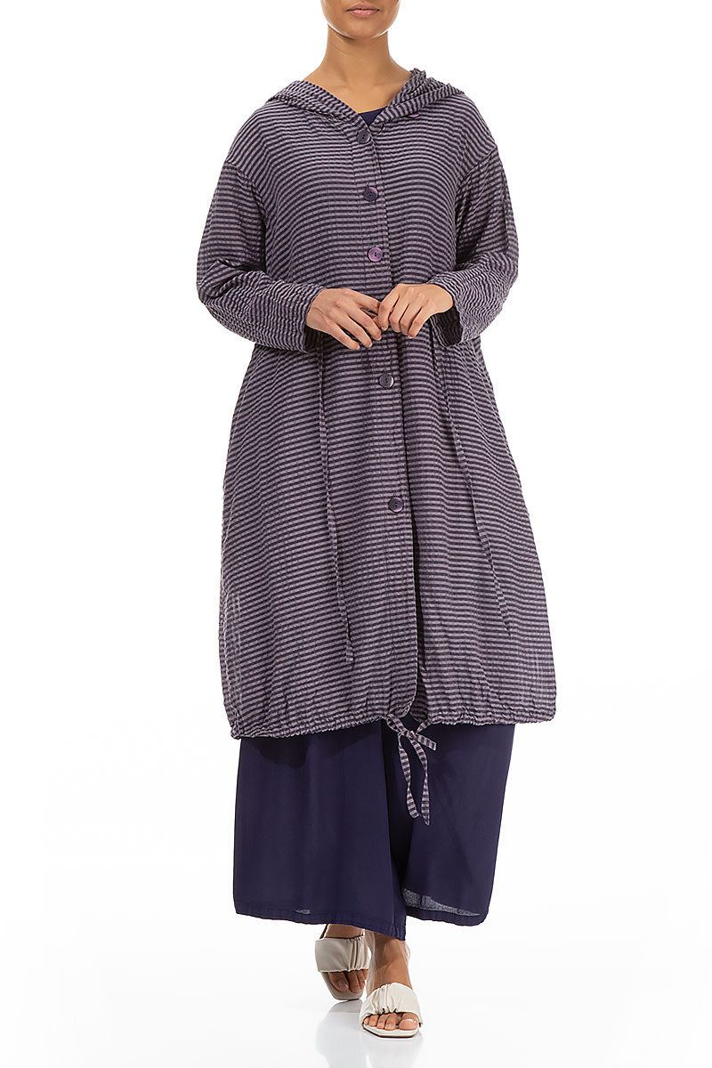 Hooded Amethyst Textured Silk Jacket