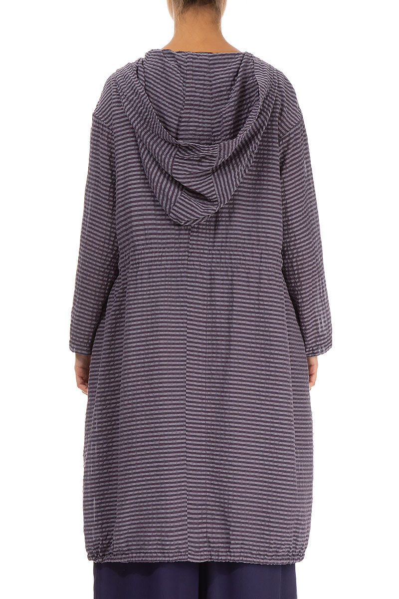 Hooded Amethyst Textured Silk Jacket