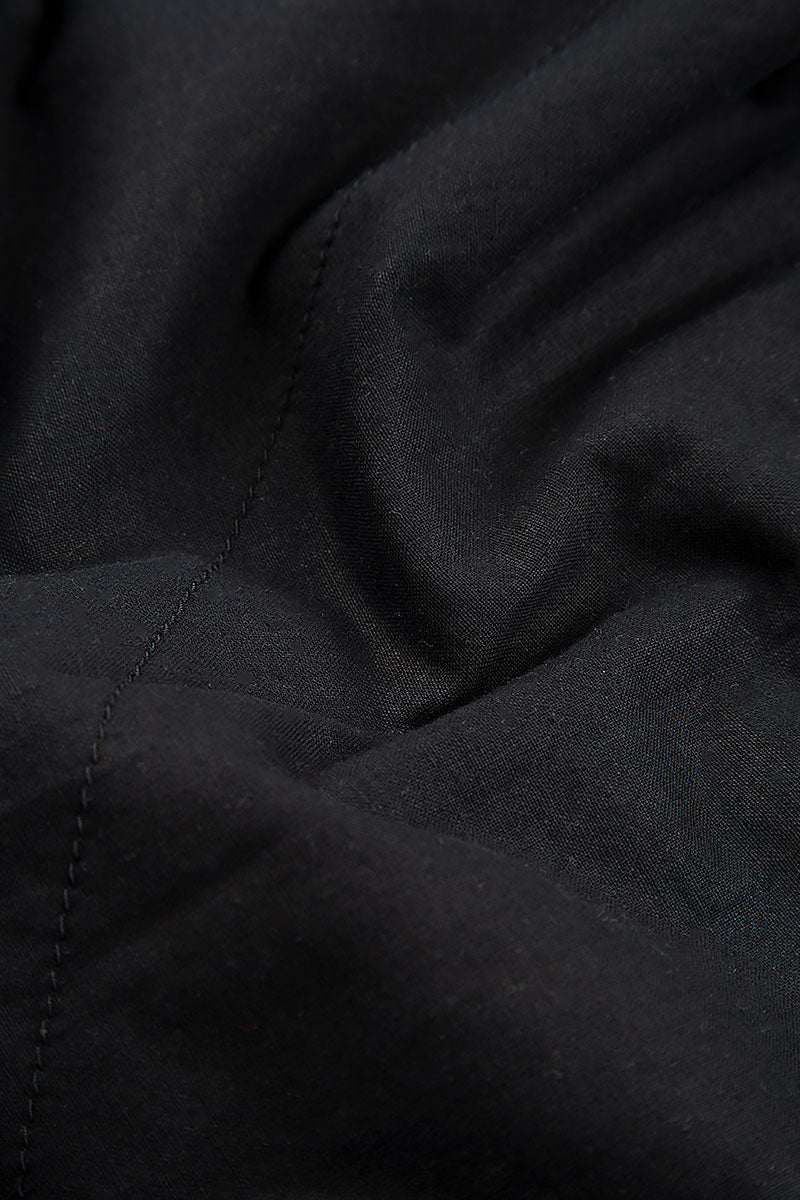 Hooded Black Cotton Gilet