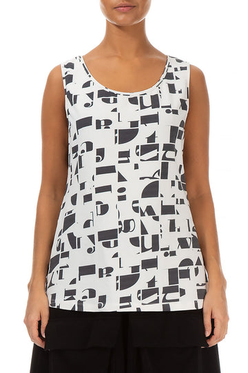 Sleeveless White Letters Cotton Top