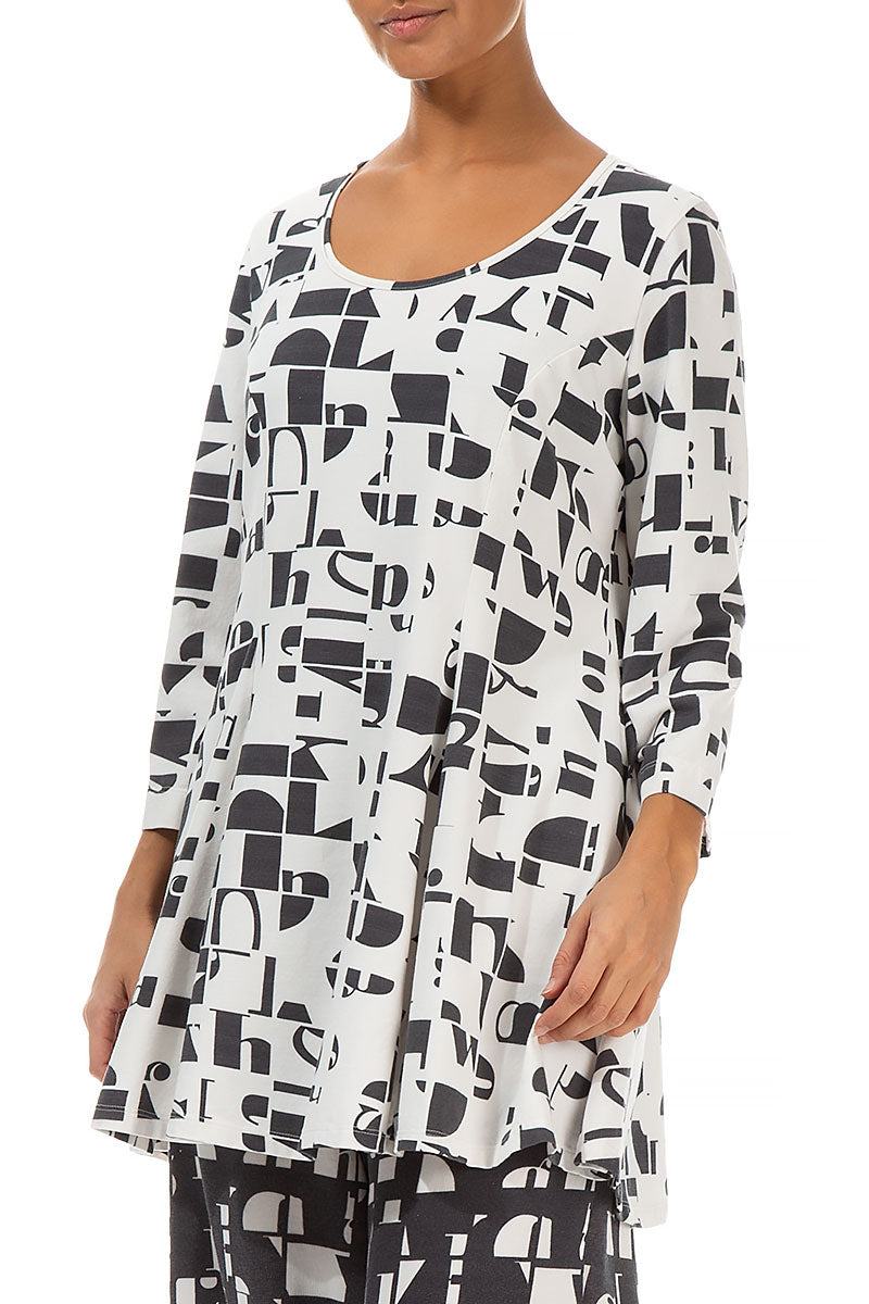 Flared White Letters Cotton Tunic