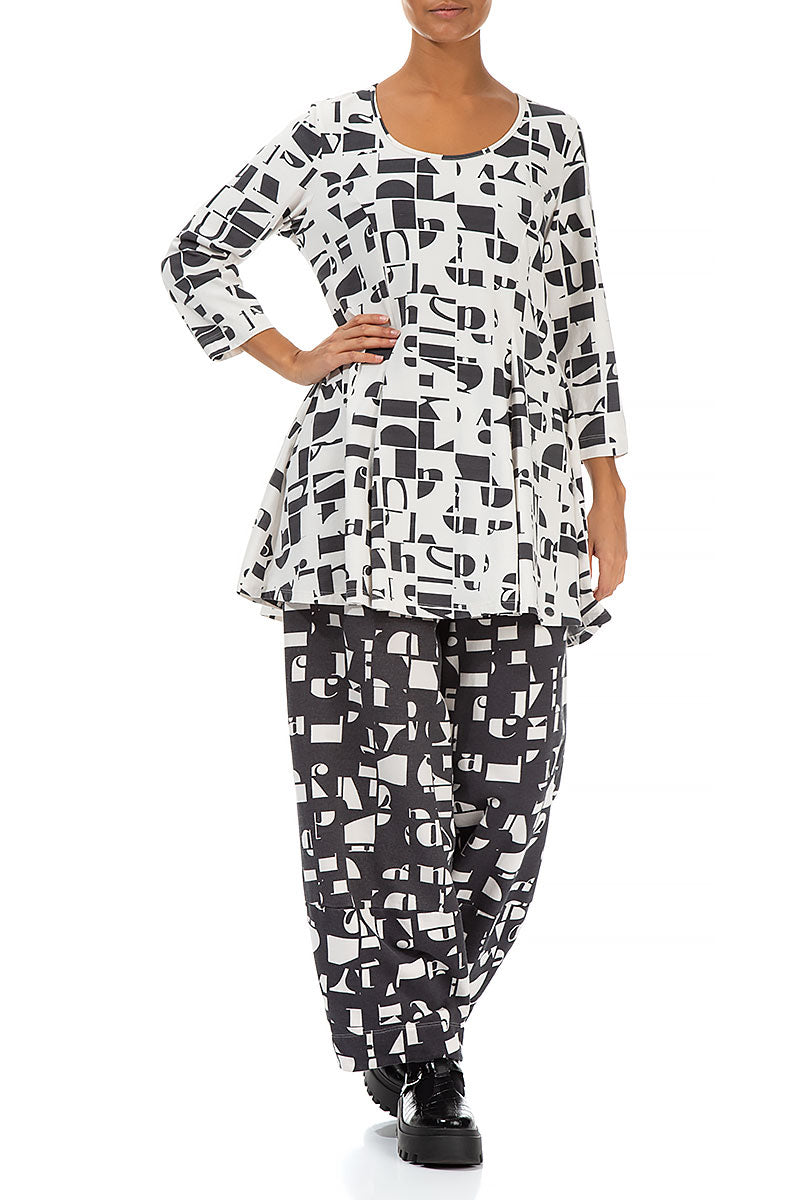 Flared White Letters Cotton Tunic