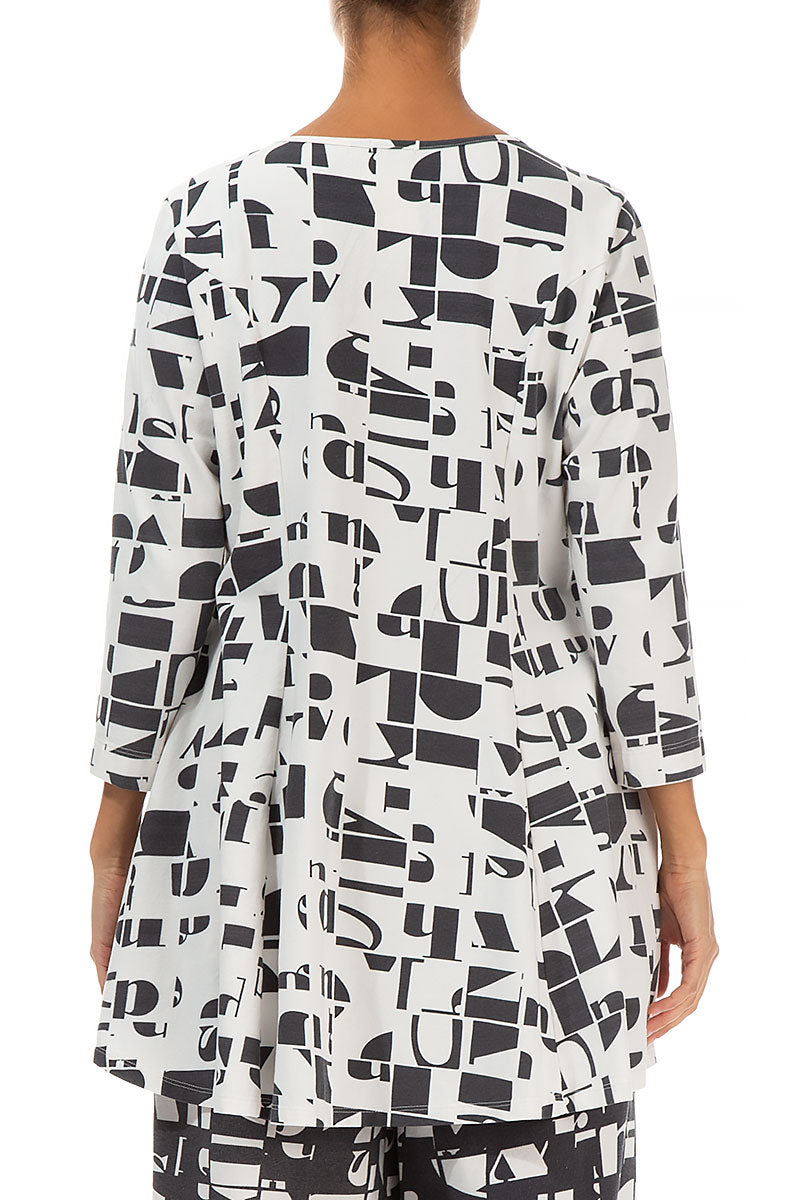 Flared White Letters Cotton Tunic