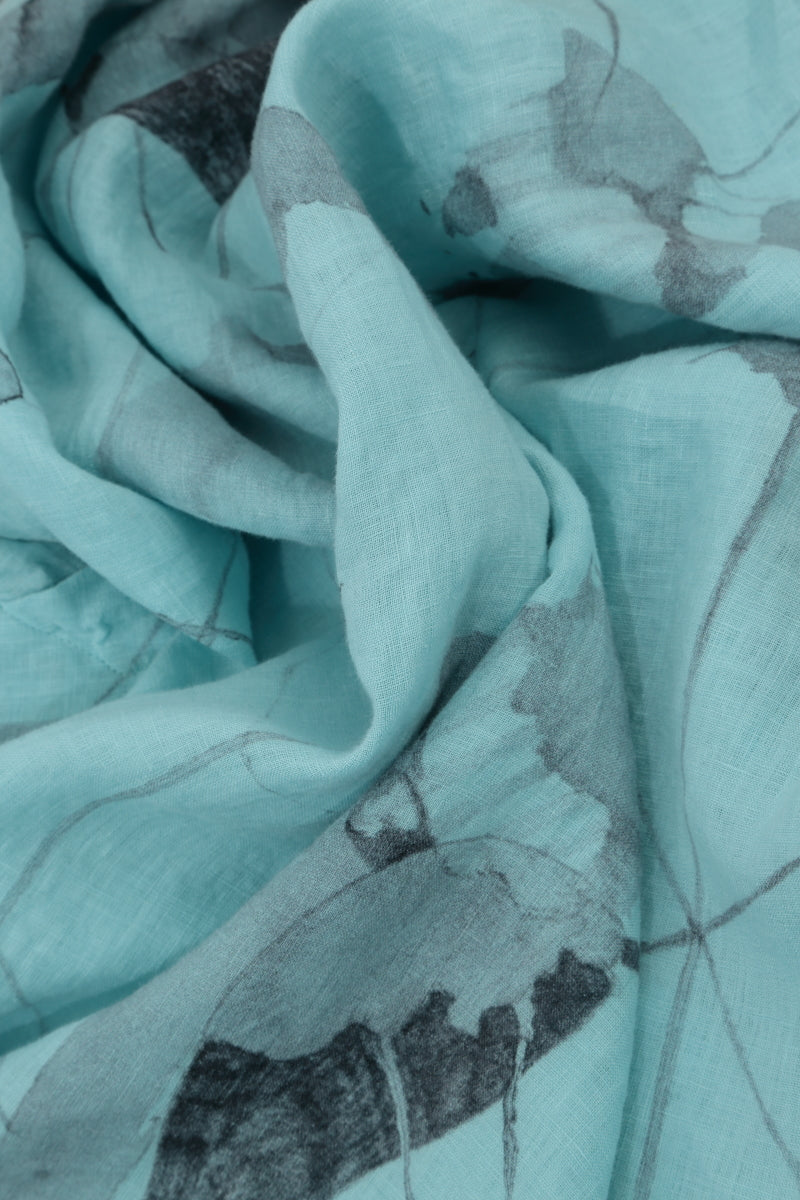 Ice Blue Mirage Silk Cotton Scarf