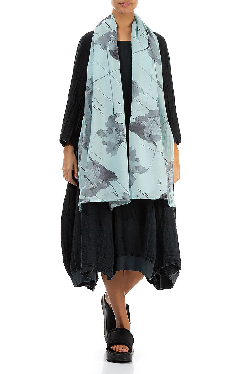Ice Blue Mirage Silk Cotton Scarf