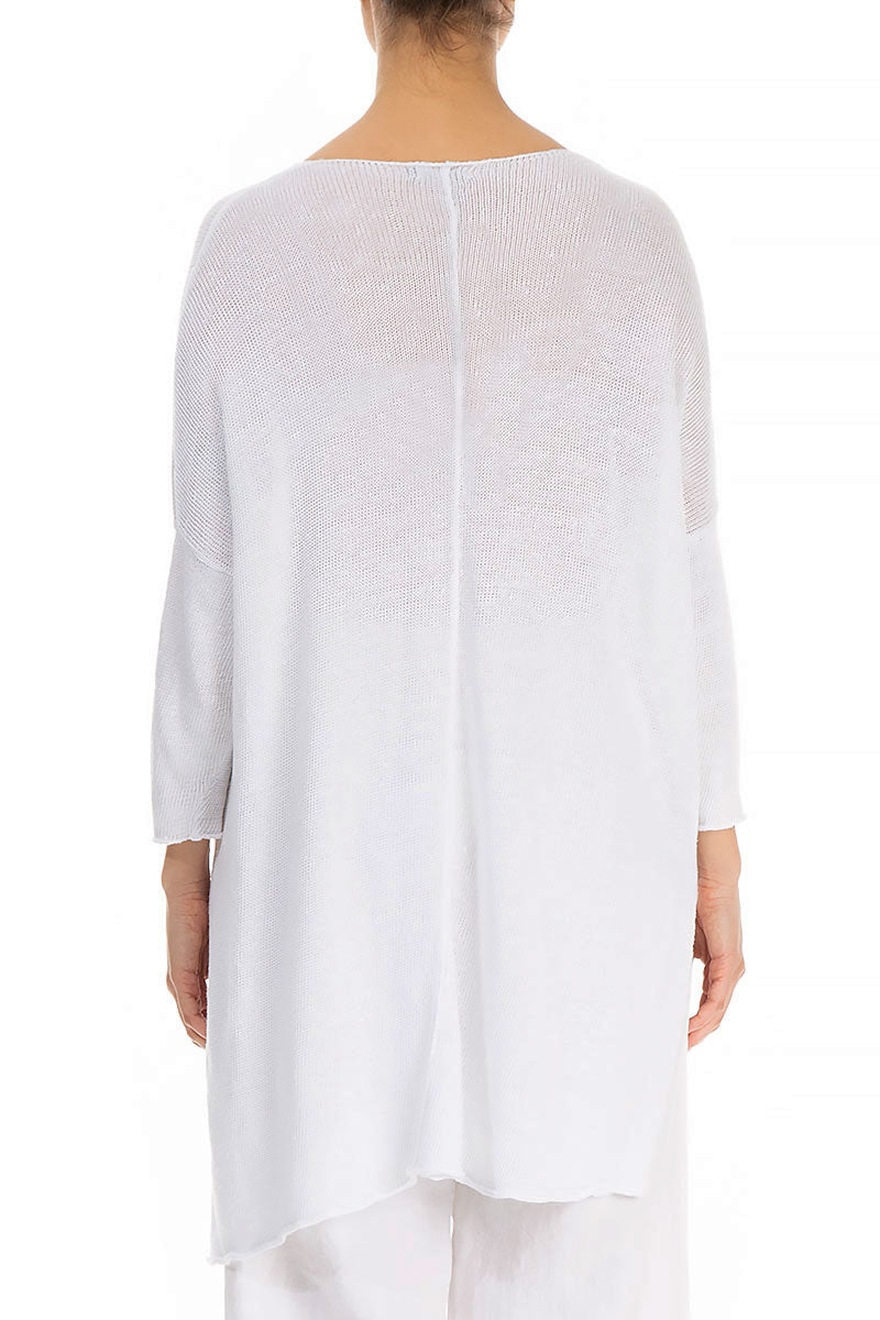 Jungle Pockets White Linen Sweater