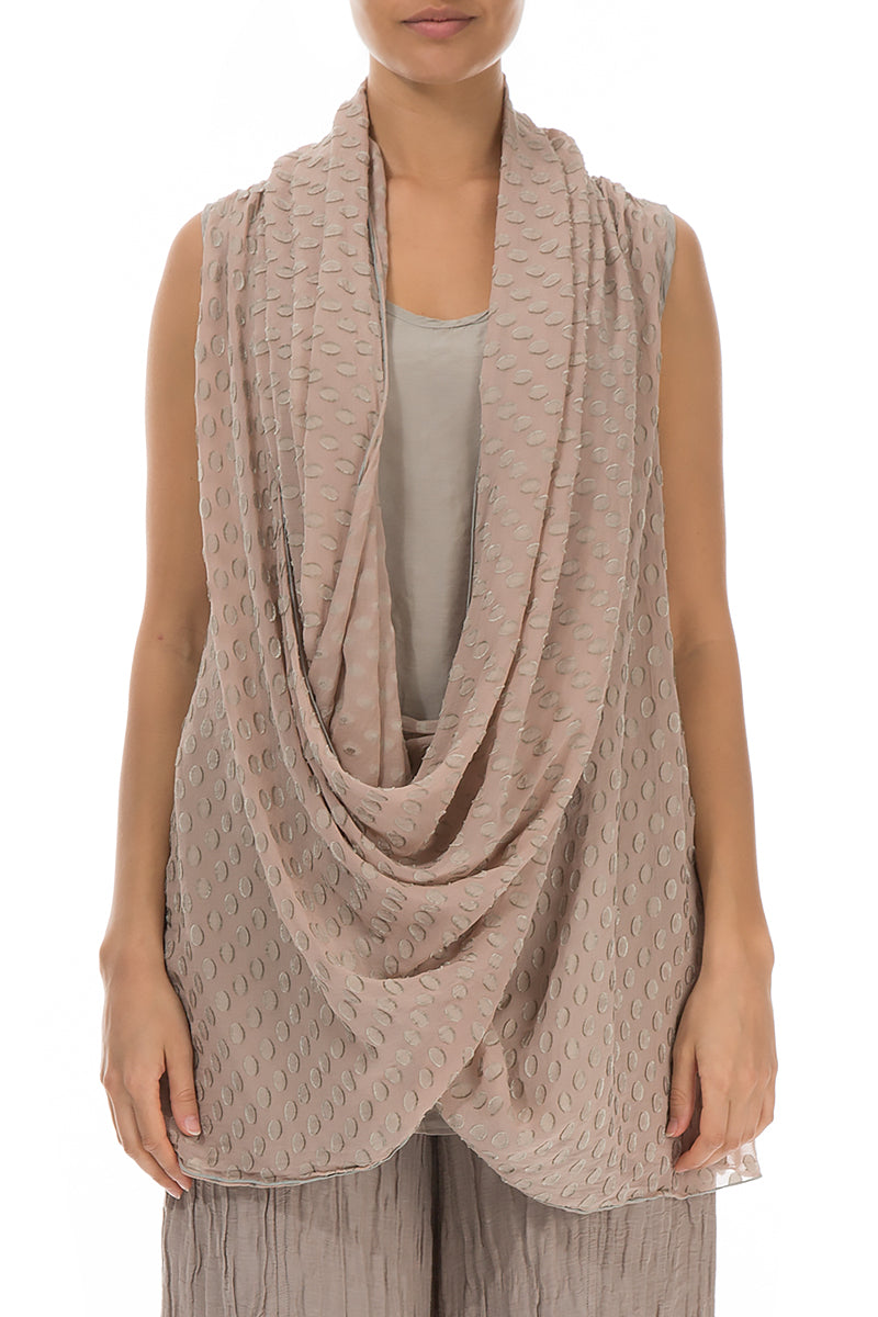 Large Cowl Neck Beige Silk Blouse