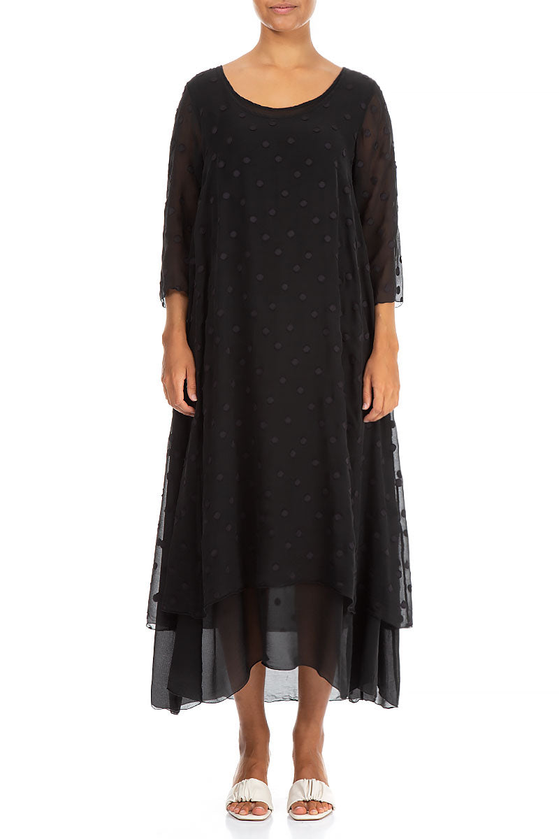 Layered Dotty Black Silk Dress