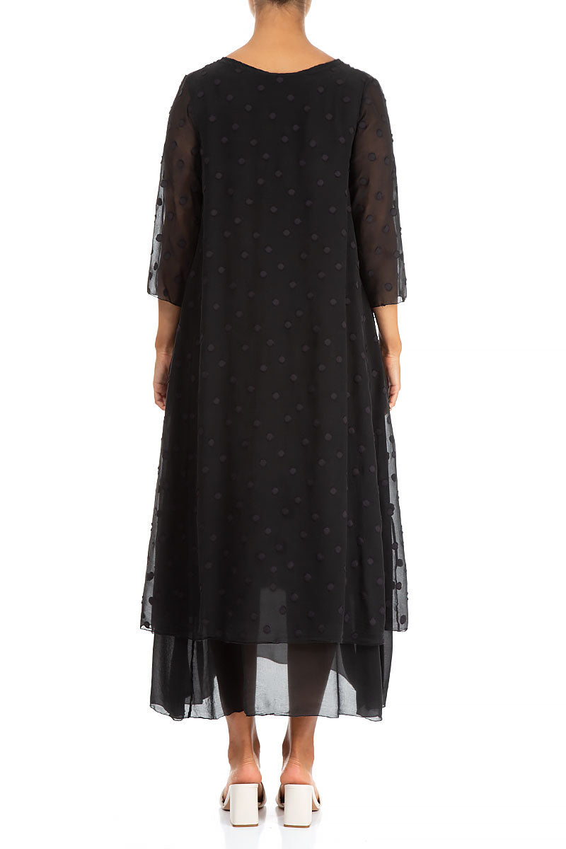 Layered Dotty Black Silk Dress