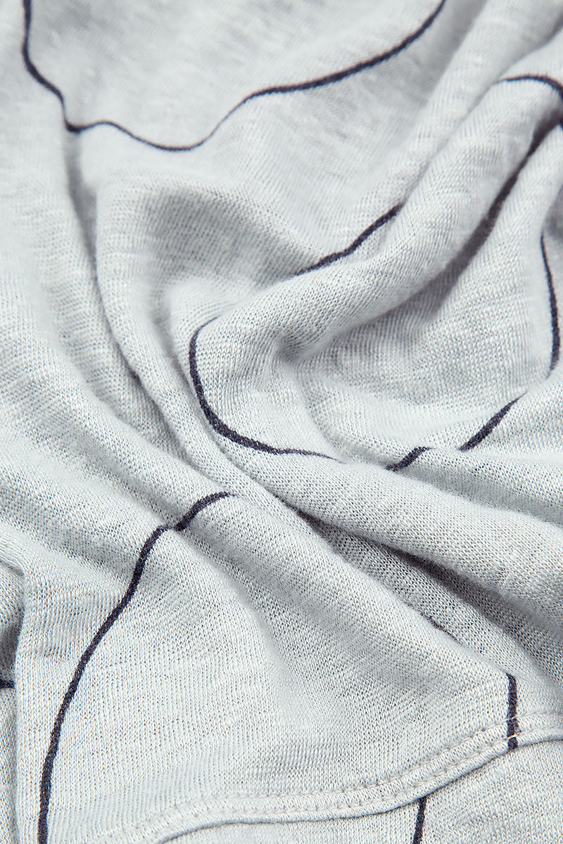 Layered Hem Cream Grey Bubbles Linen Blouse