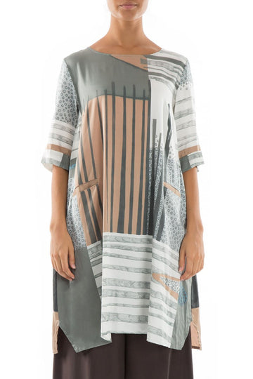 Light Modern Print Silk Tunic