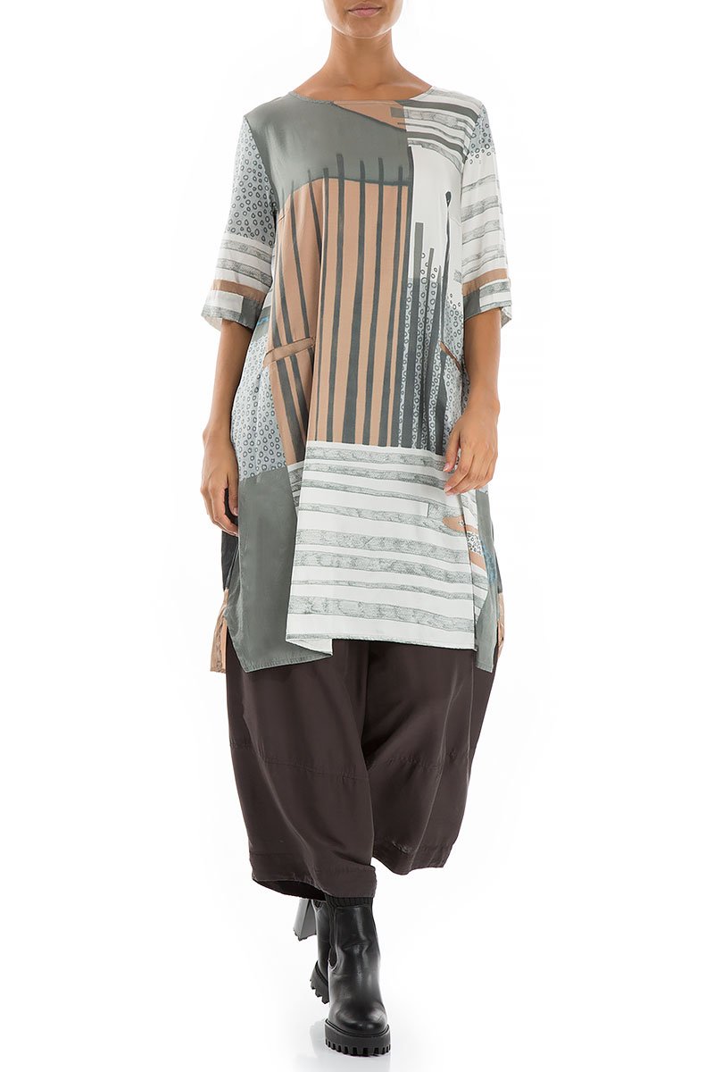 Light Modern Print Silk Tunic