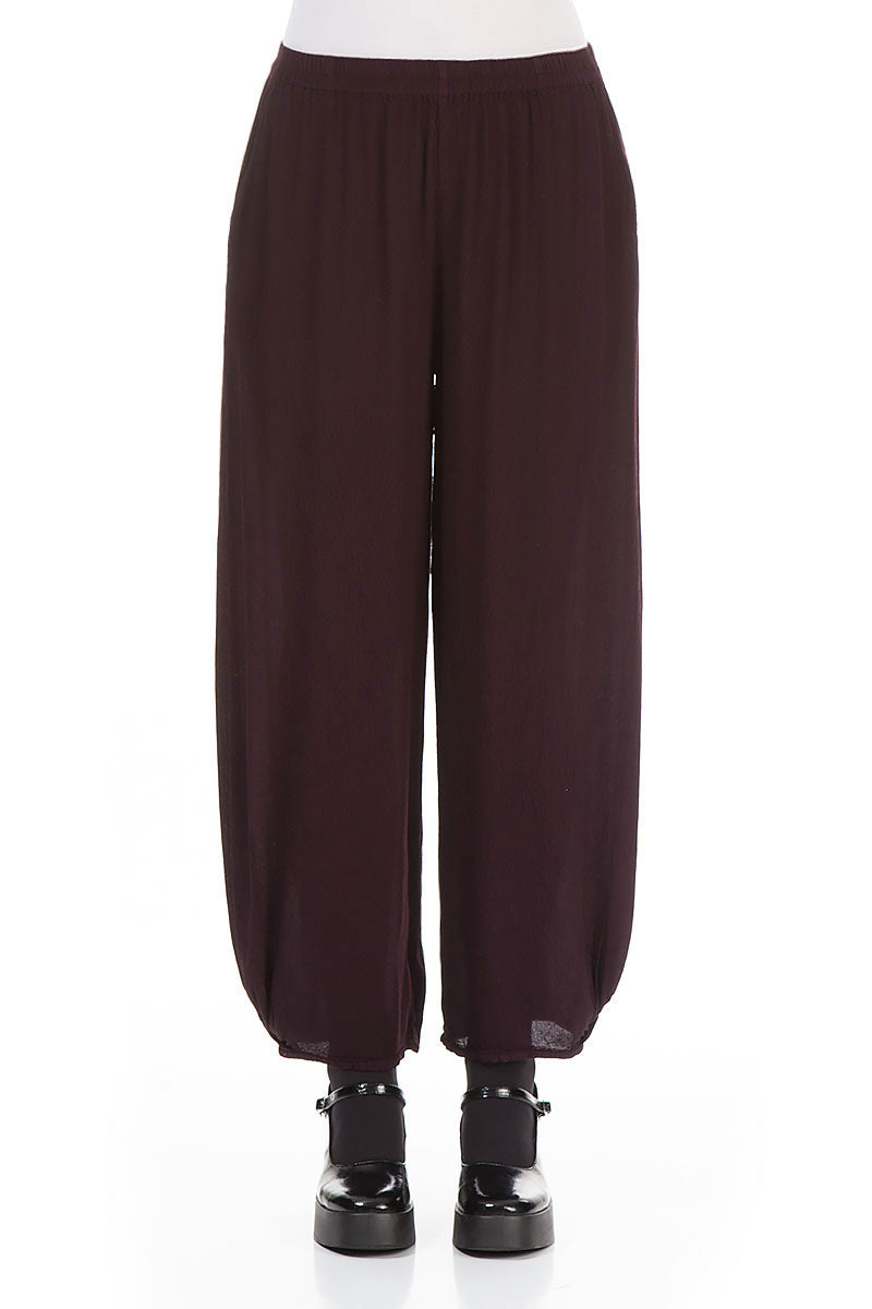 Lightweight Aubergine Viscose Trousers