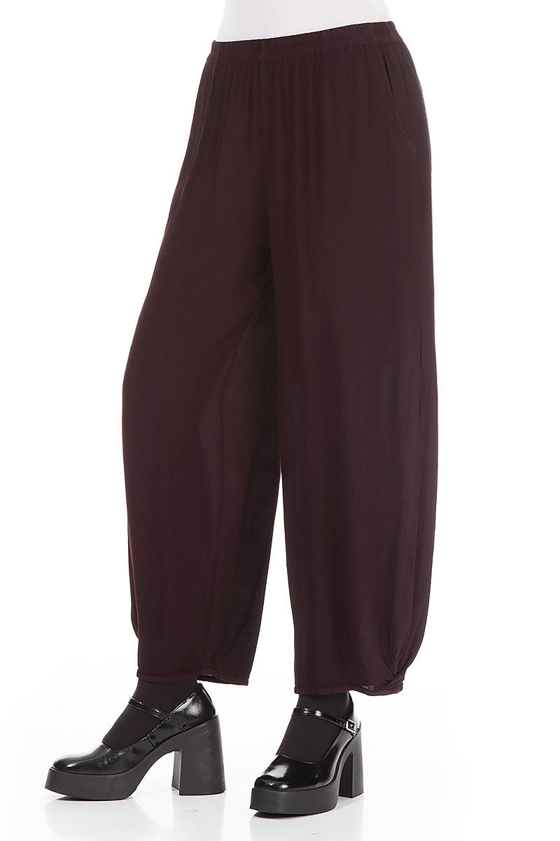 Lightweight Aubergine Viscose Trousers