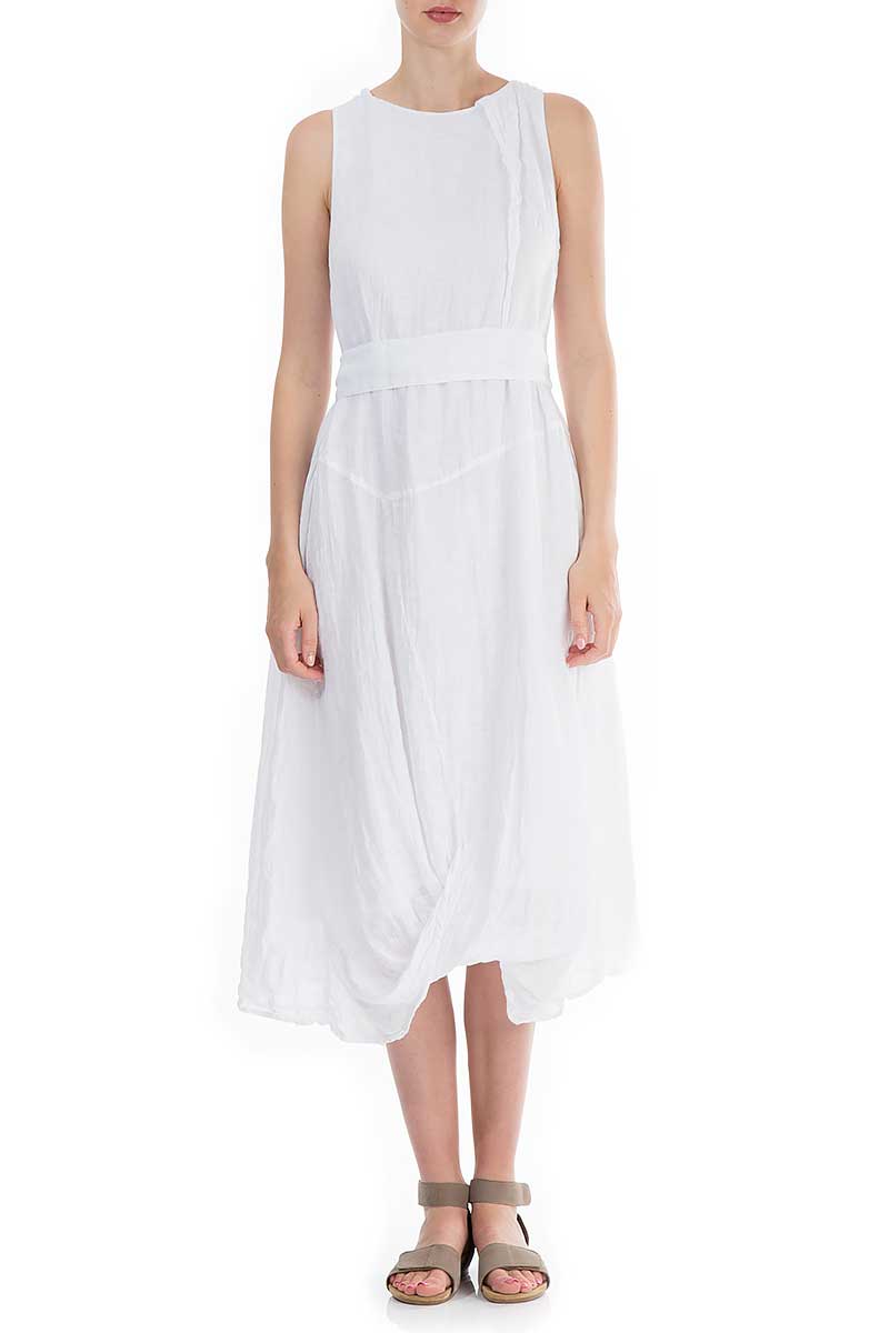 Flowy White Linen Dress