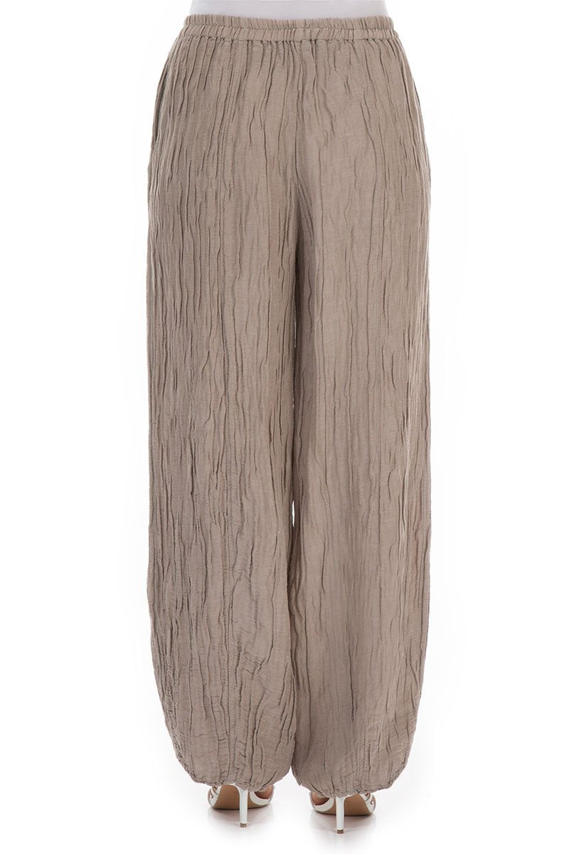 Long Crinkled Beige Trousers
